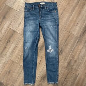 Madewell Distressed Blue Ankle Jeans (Size 27) 9” high-rise skinny